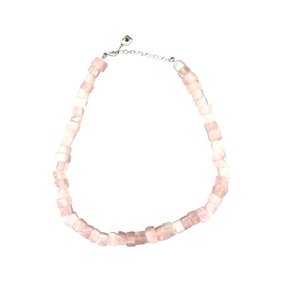 Lauren Ralph Lauren Rose Quartz Necklace Geometric Crystals 16-18"L - Picture 3 of 5